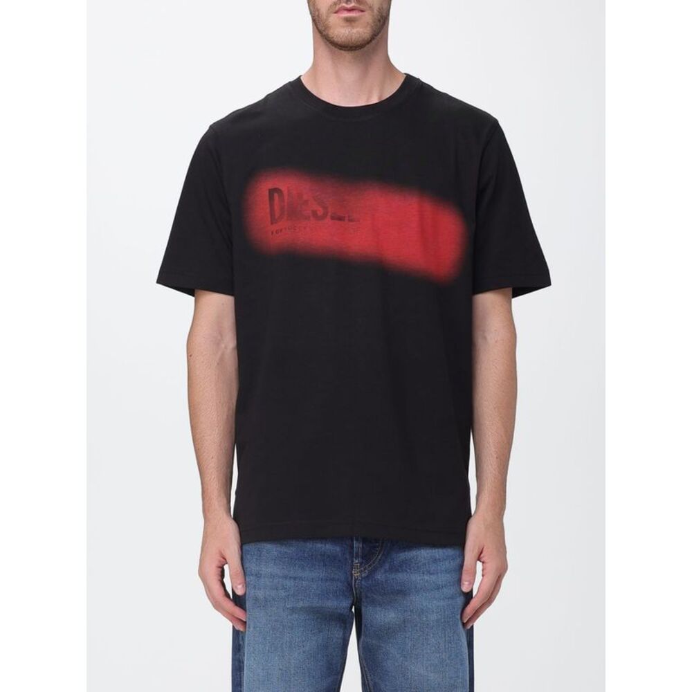 Relaxed Fit Crewneck Cotton T-Shirt Diesel With Contrasting Logo Print